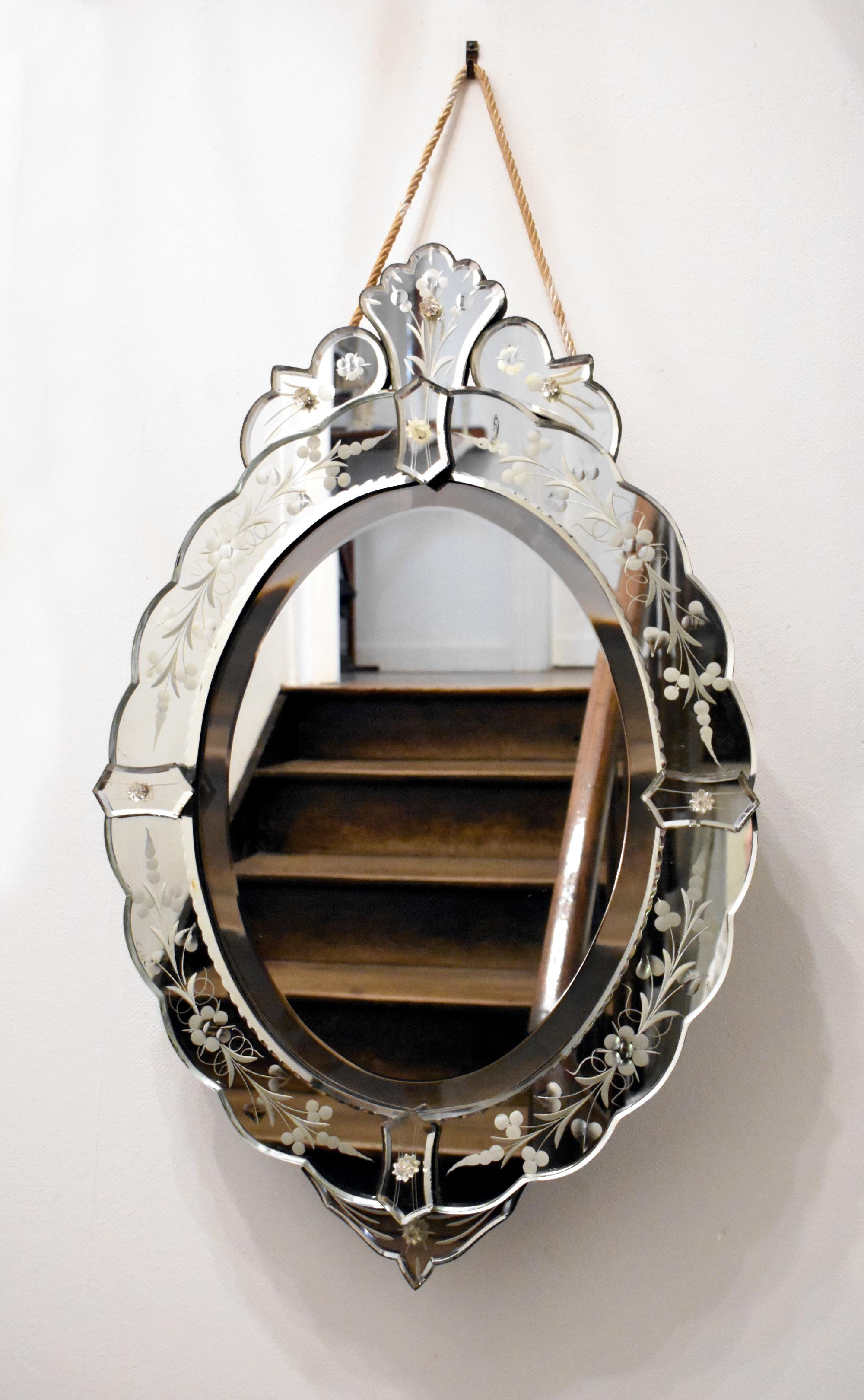French Venetian Oval Mirror