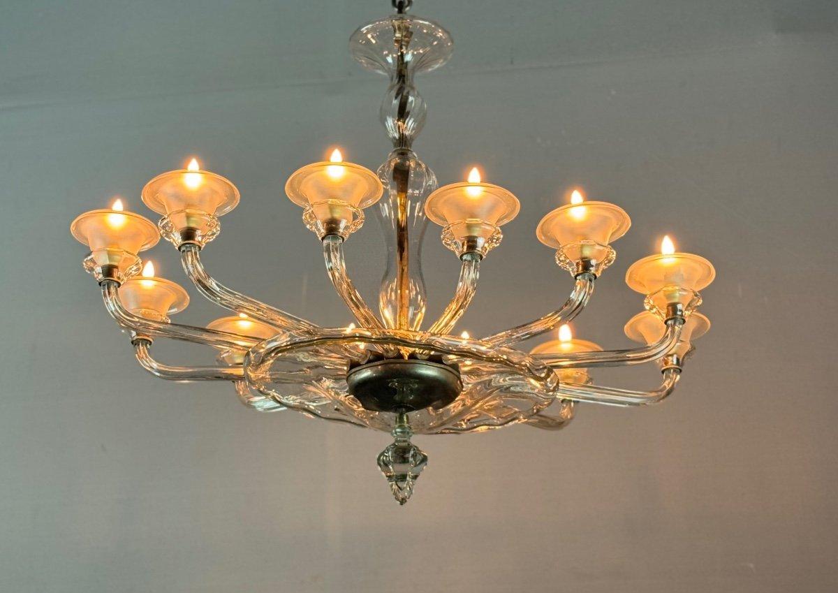 Venetian Oval Murano Glass Chandelier, 12 Arms Circa 1920 By Barovier 5