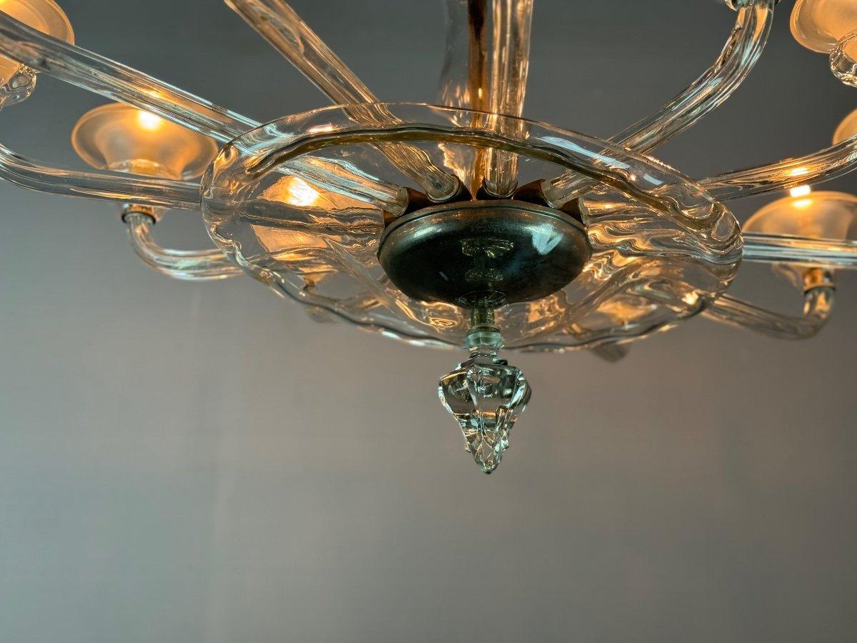 Venetian Oval Murano Glass Chandelier, 12 Arms Circa 1920 By Barovier 1