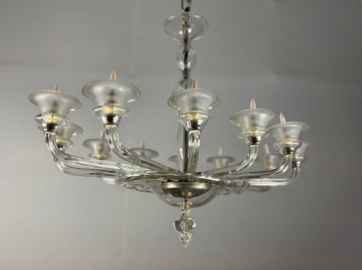 Venetian Oval Murano Glass Chandelier, 12 Arms Circa 1920 By Barovier 2