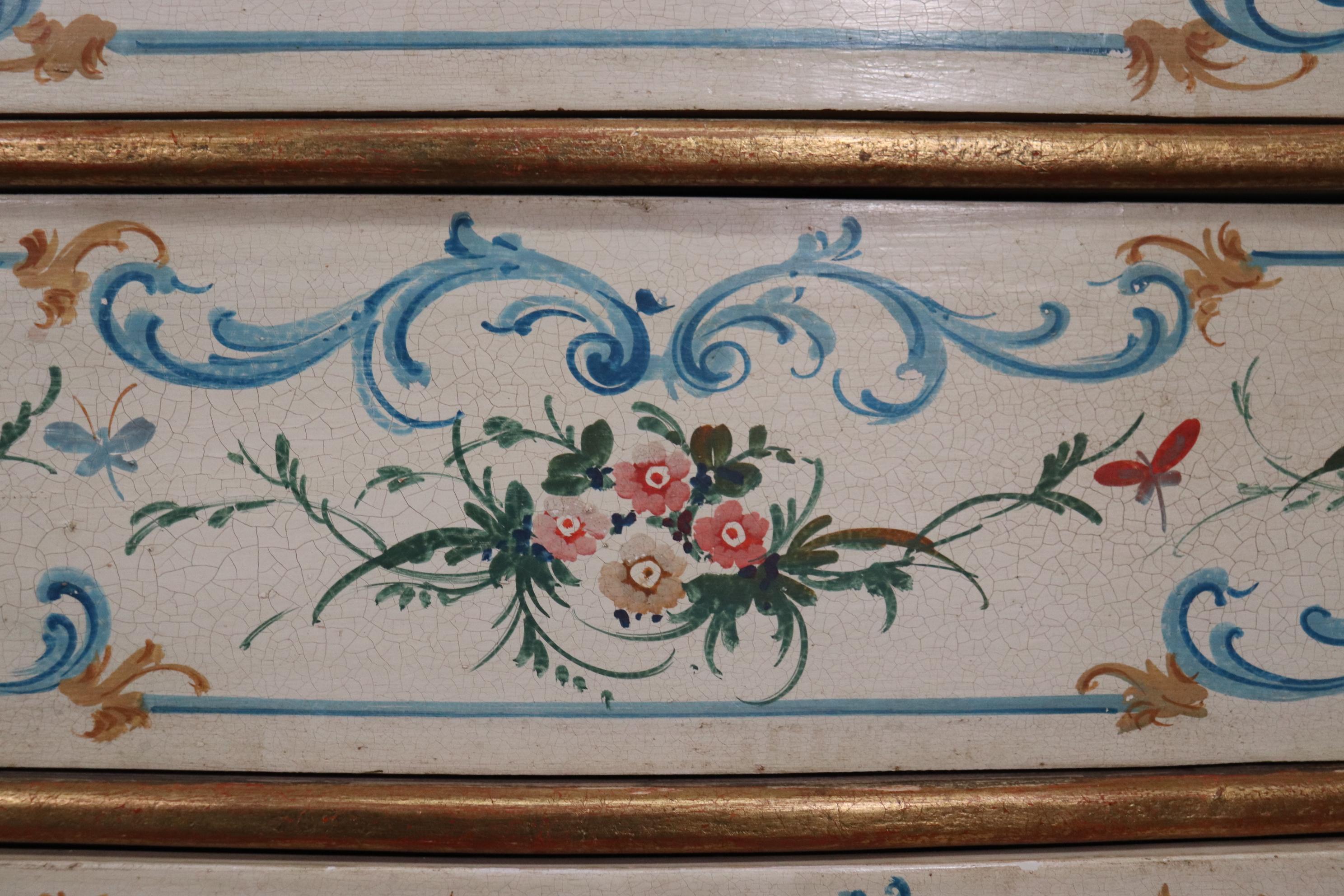 Venetian Paint Decorated Commode Dresser, Circa 1920s 8