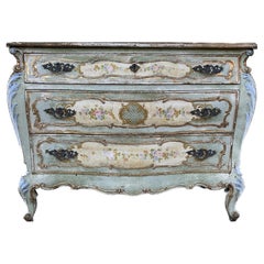  Venetian Painted Bombe' 3 Drawer Chest