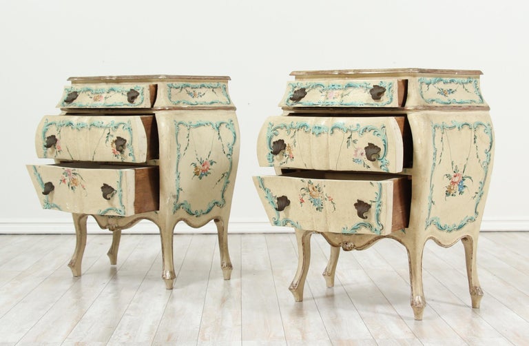 Painted Bombé Nightstands, a Pair at 1stDibs