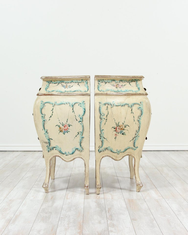 Painted Bombé Nightstands, a Pair at 1stDibs