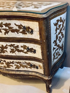 Venetian Painted Chest, Bedside Stand or Commode, Italian with Serpentine Front