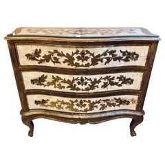 Venetian Painted Chest, Bedside Stand or Commode, Italian with Serpentine Front