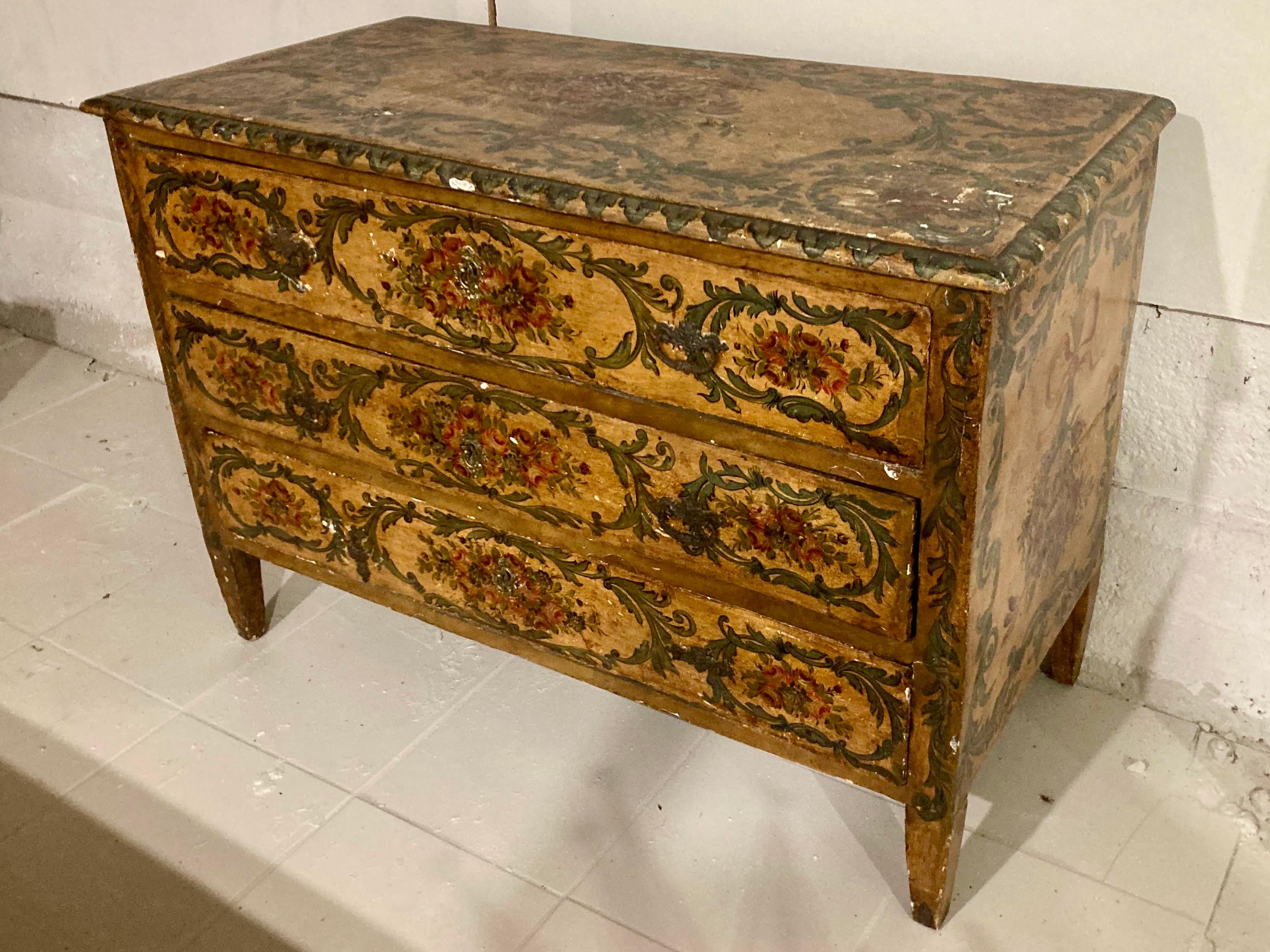 Italian Venetian Painted Commode For Sale