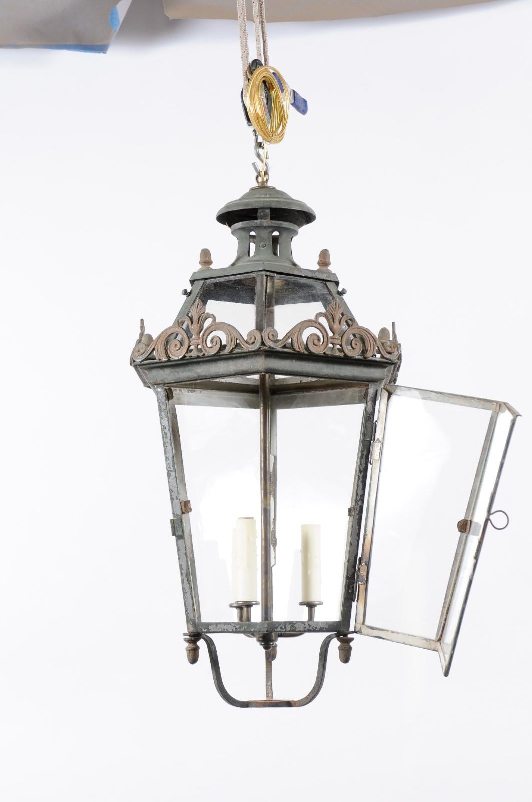  Venetian Painted Iron Street Lantern with 3 Lights, Late 19th Century For Sale 6