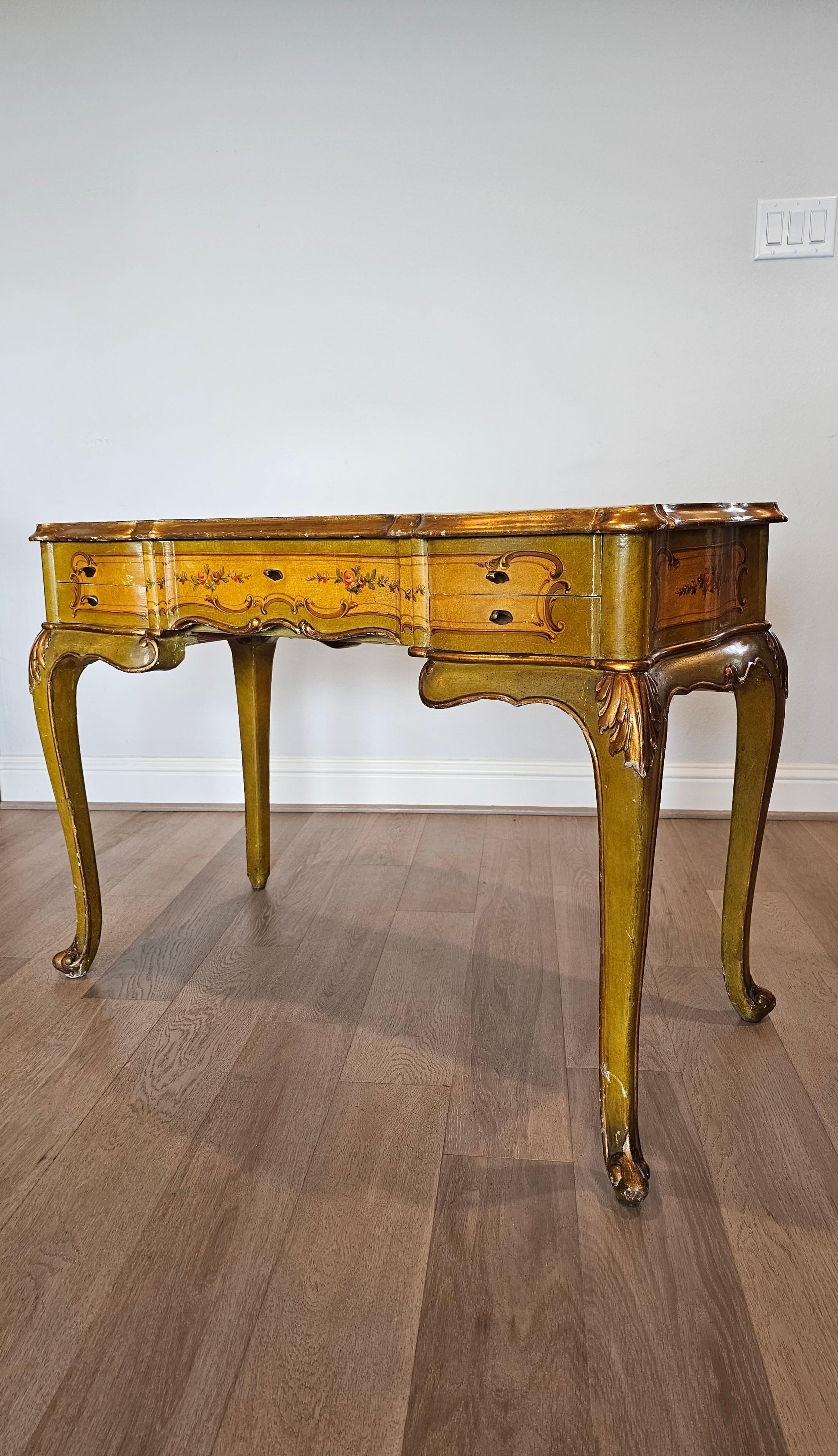 Venetian Painted Italian Louis XV Style Writing Table For Sale 3