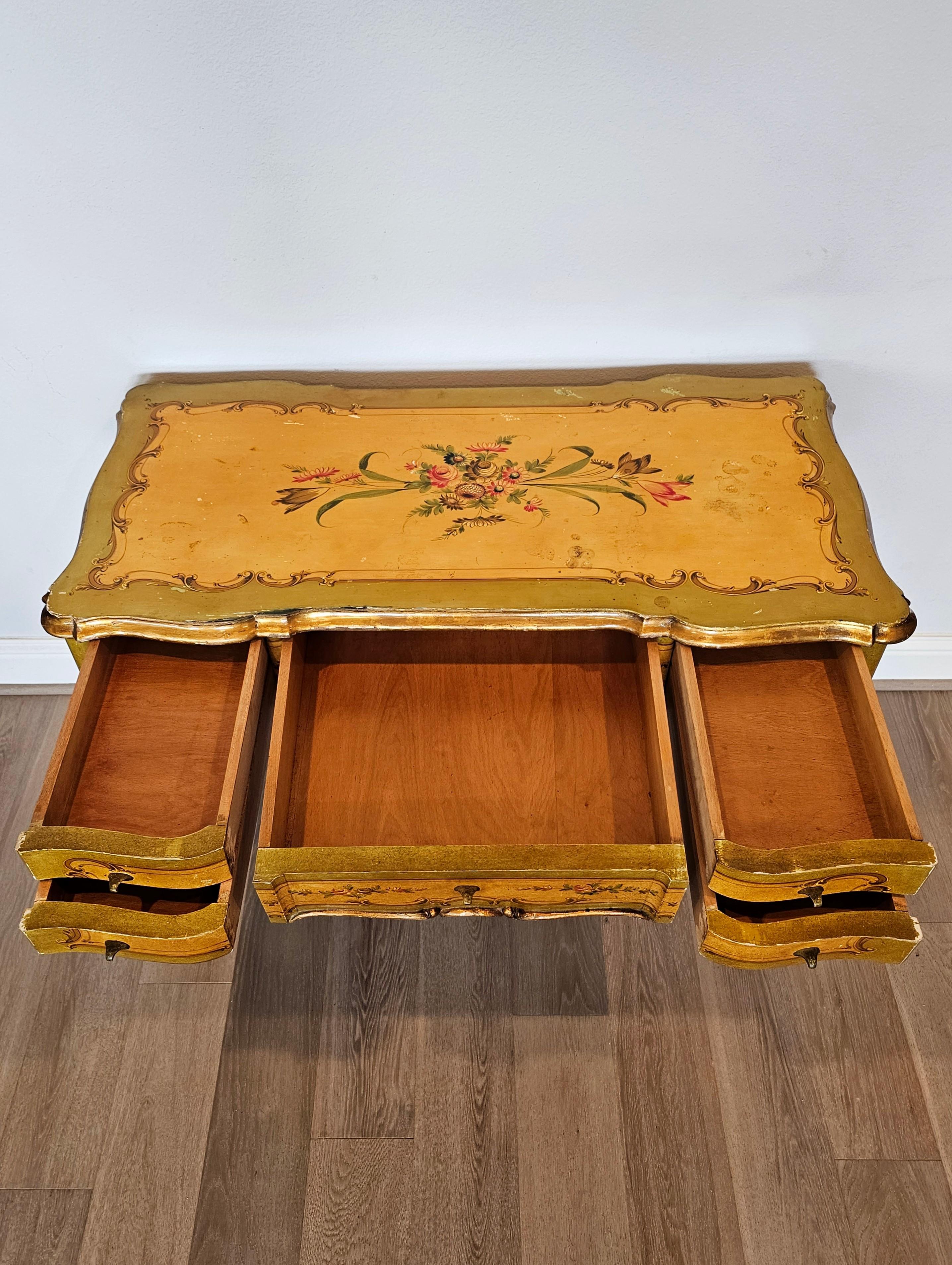 Venetian Painted Italian Louis XV Style Writing Table For Sale 7
