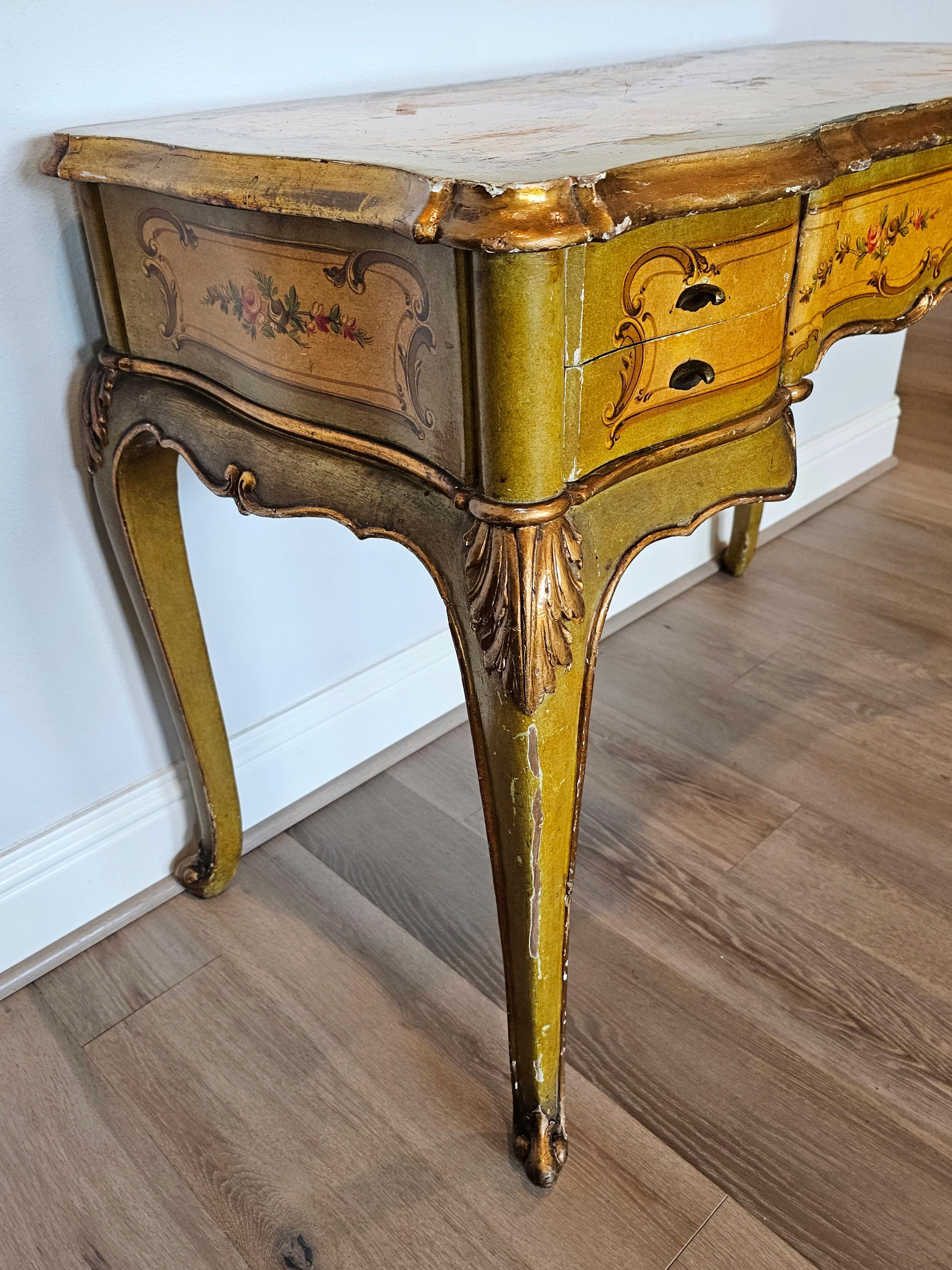 Venetian Painted Italian Louis XV Style Writing Table  For Sale 9
