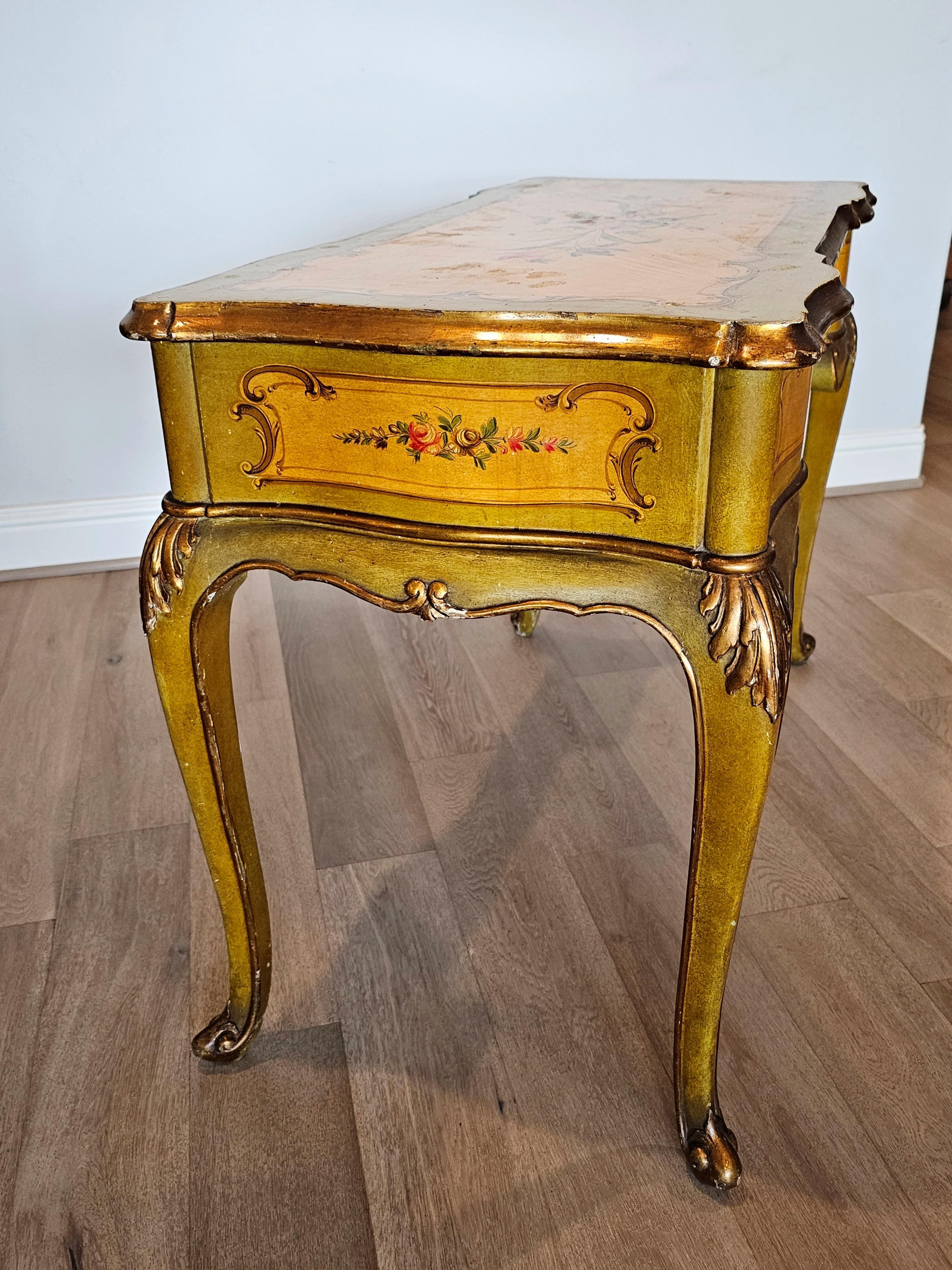 Venetian Painted Italian Louis XV Style Writing Table  For Sale 2