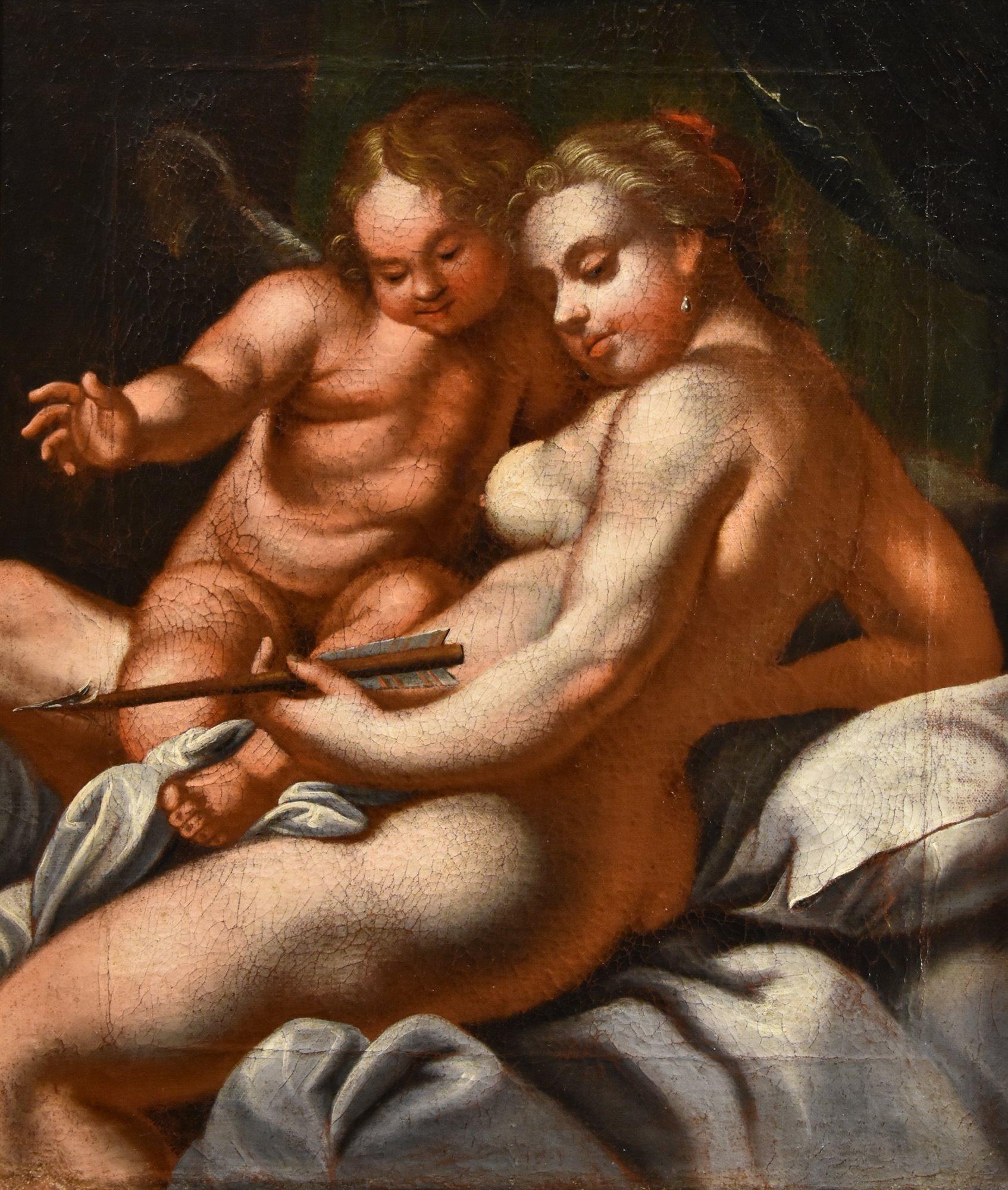 Venus Amor 17/18. Jahrhundert Gemälde Öl auf Leinwand Alter Meister Venetian School (Alte Meister), Painting, von Venetian Painter Of The 17/18th Century