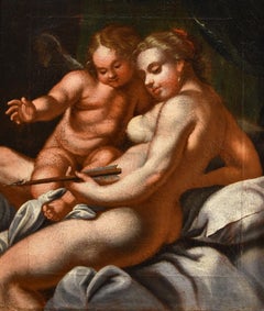 Venus Cupido Siglo XVII / XVIII Pintura Óleo sobre lienzo Viejo maestro Venetian School