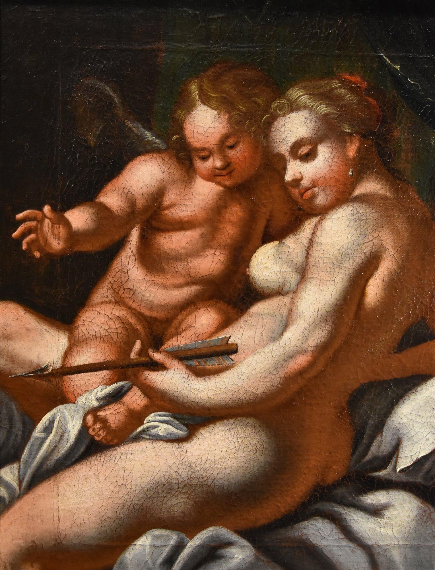 Venus Amor 17/18. Jahrhundert Gemälde Öl auf Leinwand Alter Meister Venetian School im Angebot 1