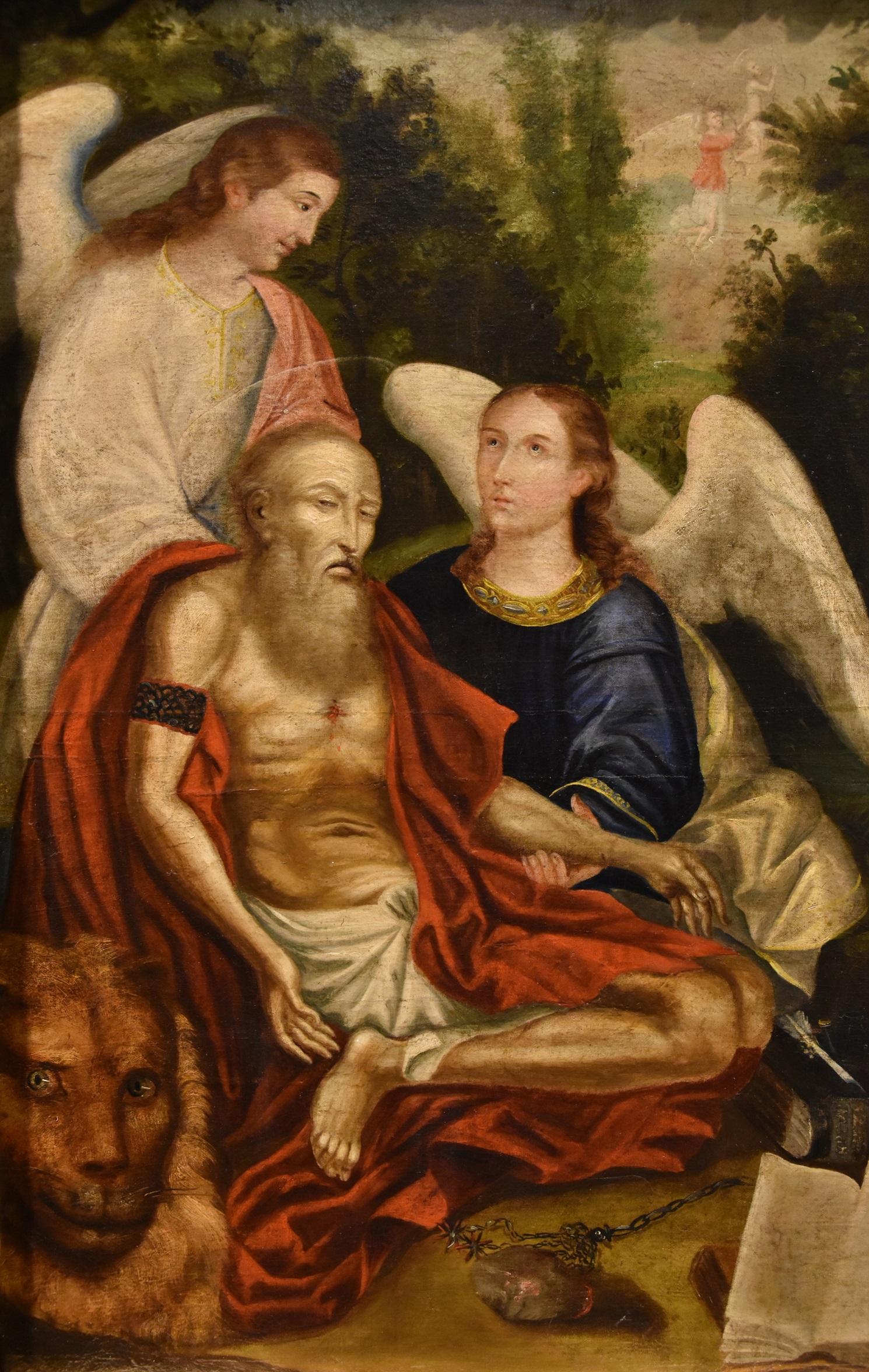 Saint Jerome Angels 17th Century Venetian School Paint Oil on canvas Old master For Sale 6