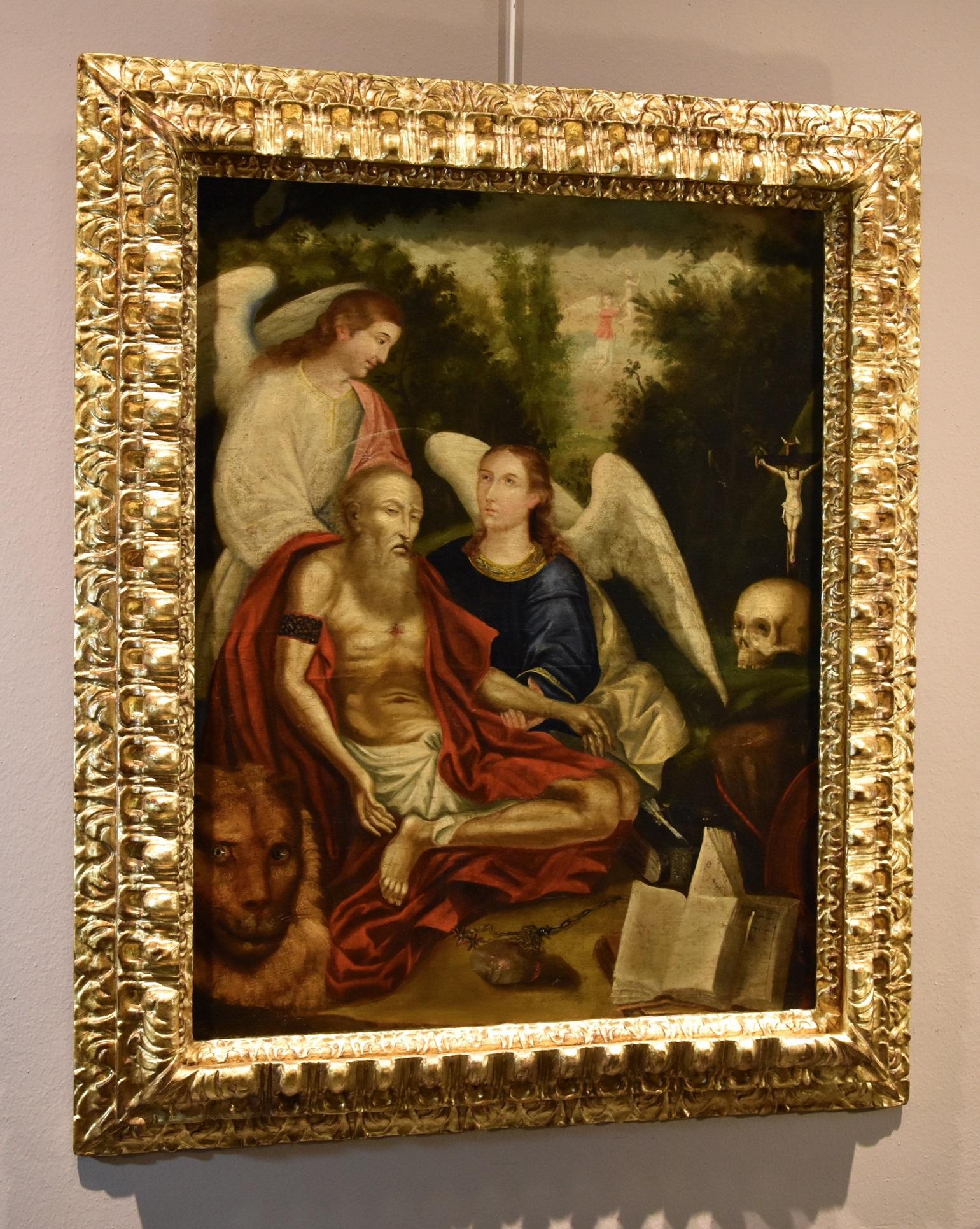Saint Jerome Angels 17th Century Venetian School Paint Oil on canvas Old master For Sale 7