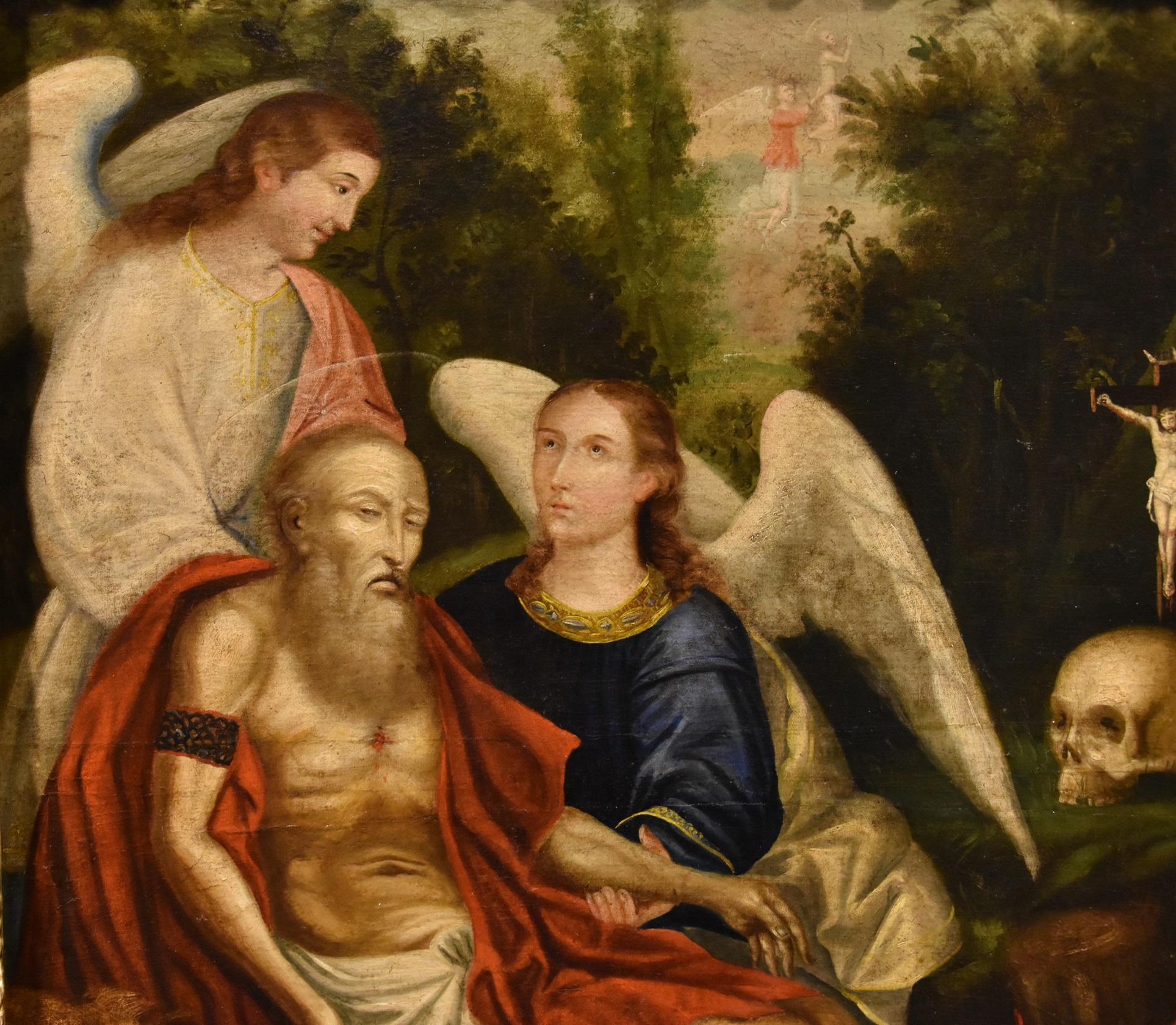 Saint Jerome Angels 17th Century Venetian School Paint Oil on canvas Old master For Sale 2