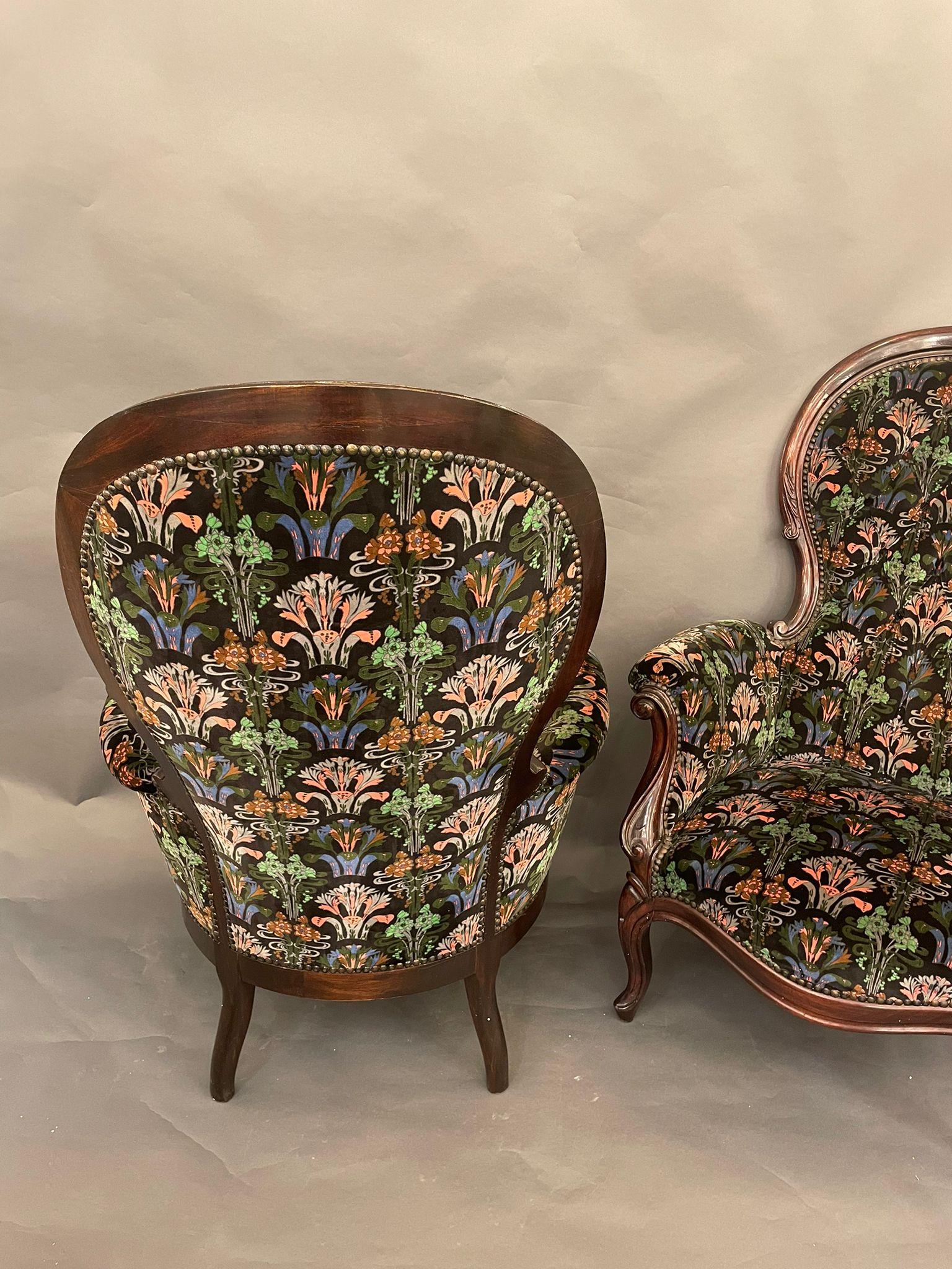 Pair of Bergères in Style Louis XV, 1900 circa For Sale 1