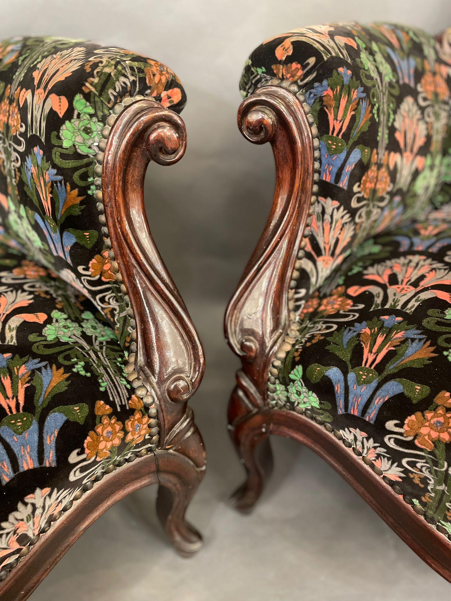 French Pair of Bergères in Style Louis XV, 1900 circa For Sale