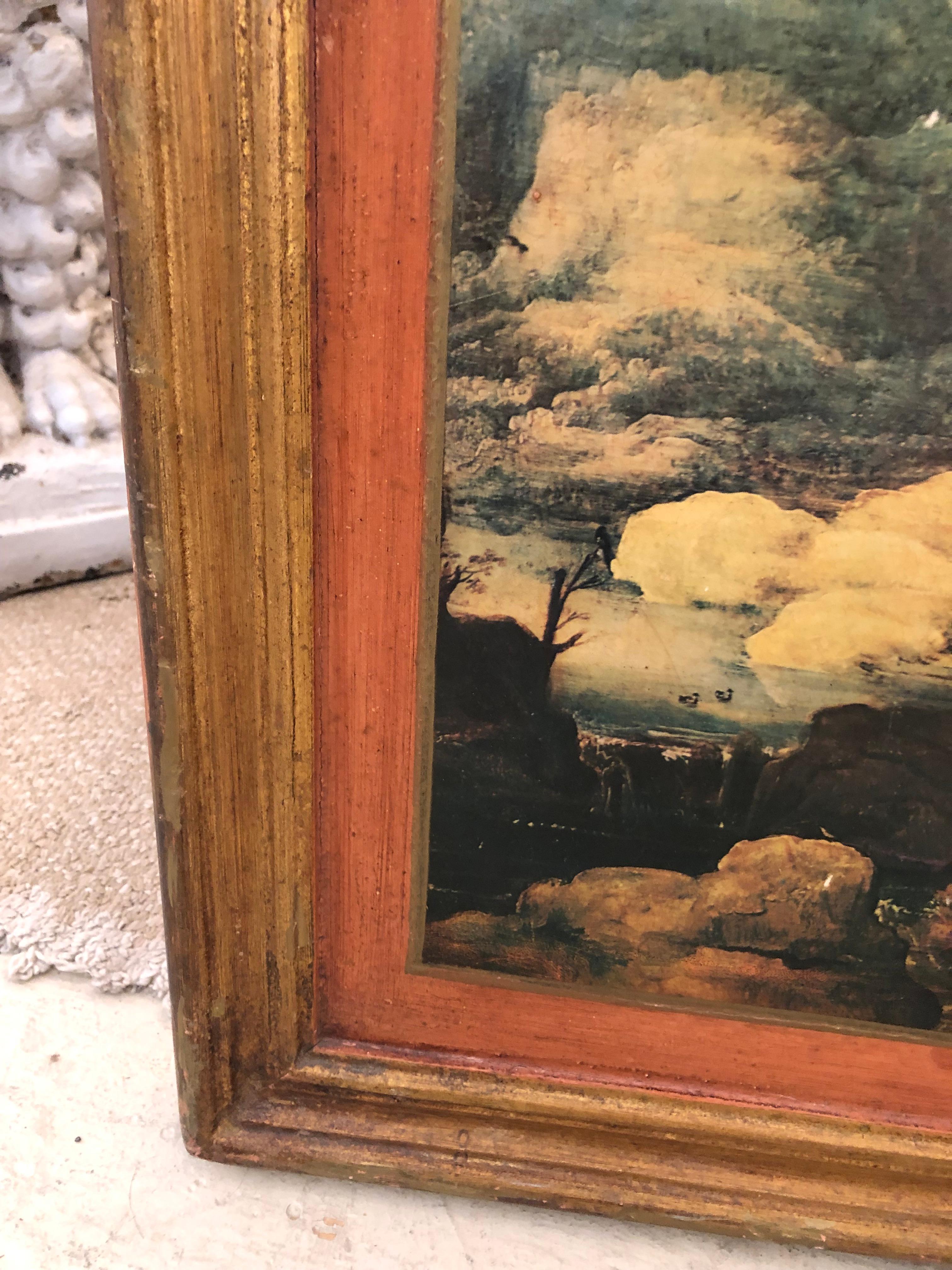 Venetian Pair of Decoupaged Landscape Prints on Board For Sale 4