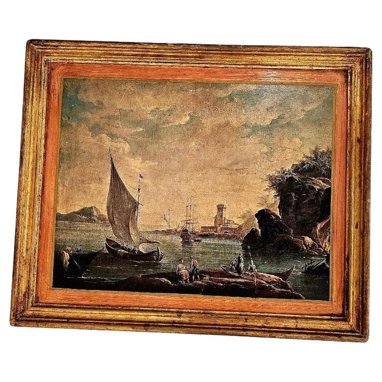 Magnifiques impressions de paysages vénitiens détaillés sur carton qui ont été découpés avec des passe-partout dorés et de beaux cadres en bois pour ressembler à des peintures originales de l'Ancien Monde.  Des œuvres d'art très riches et