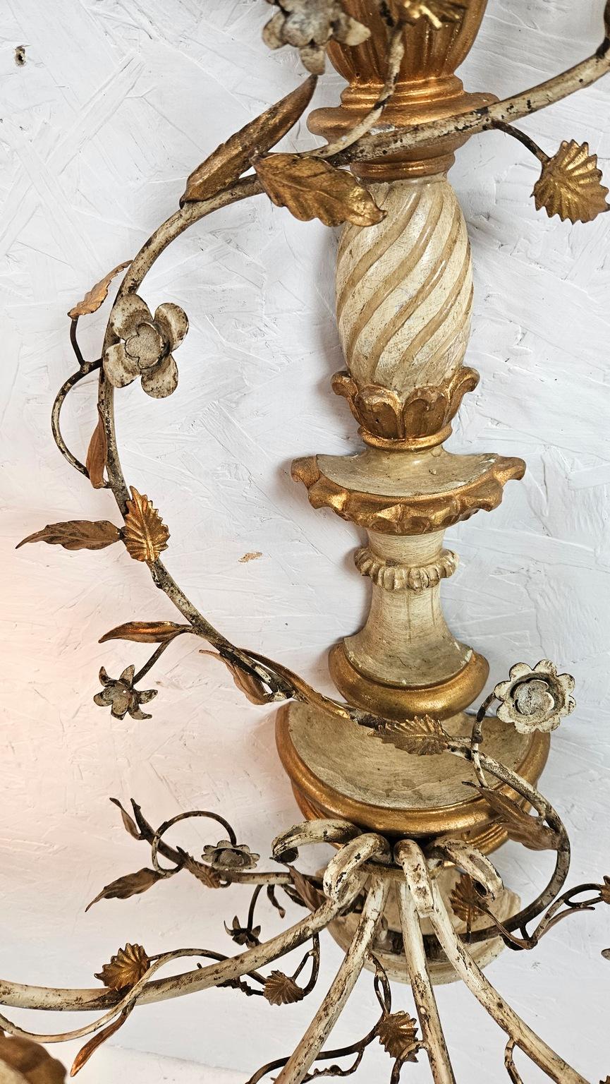 Venetian Pair of Italian Rococo Wall Sconces, 1950s in vendita 4