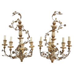 Venezianisches Paar italienischer Rokoko-Wandleuchter, 1950er Jahre