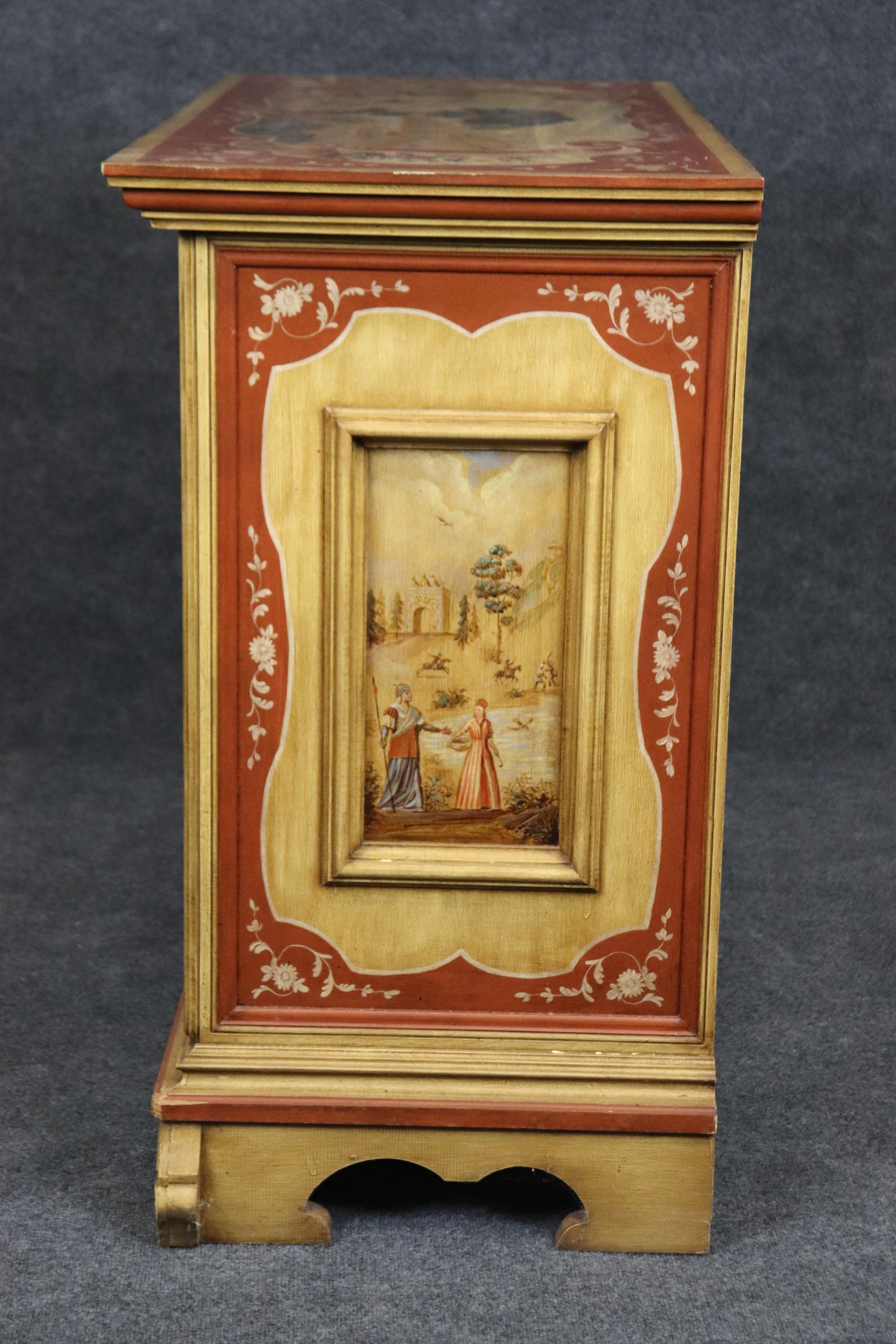 Commode vénitienne décorée de peintures pastel, attribuée à Maitland Smith  Bon état - En vente à Swedesboro, NJ