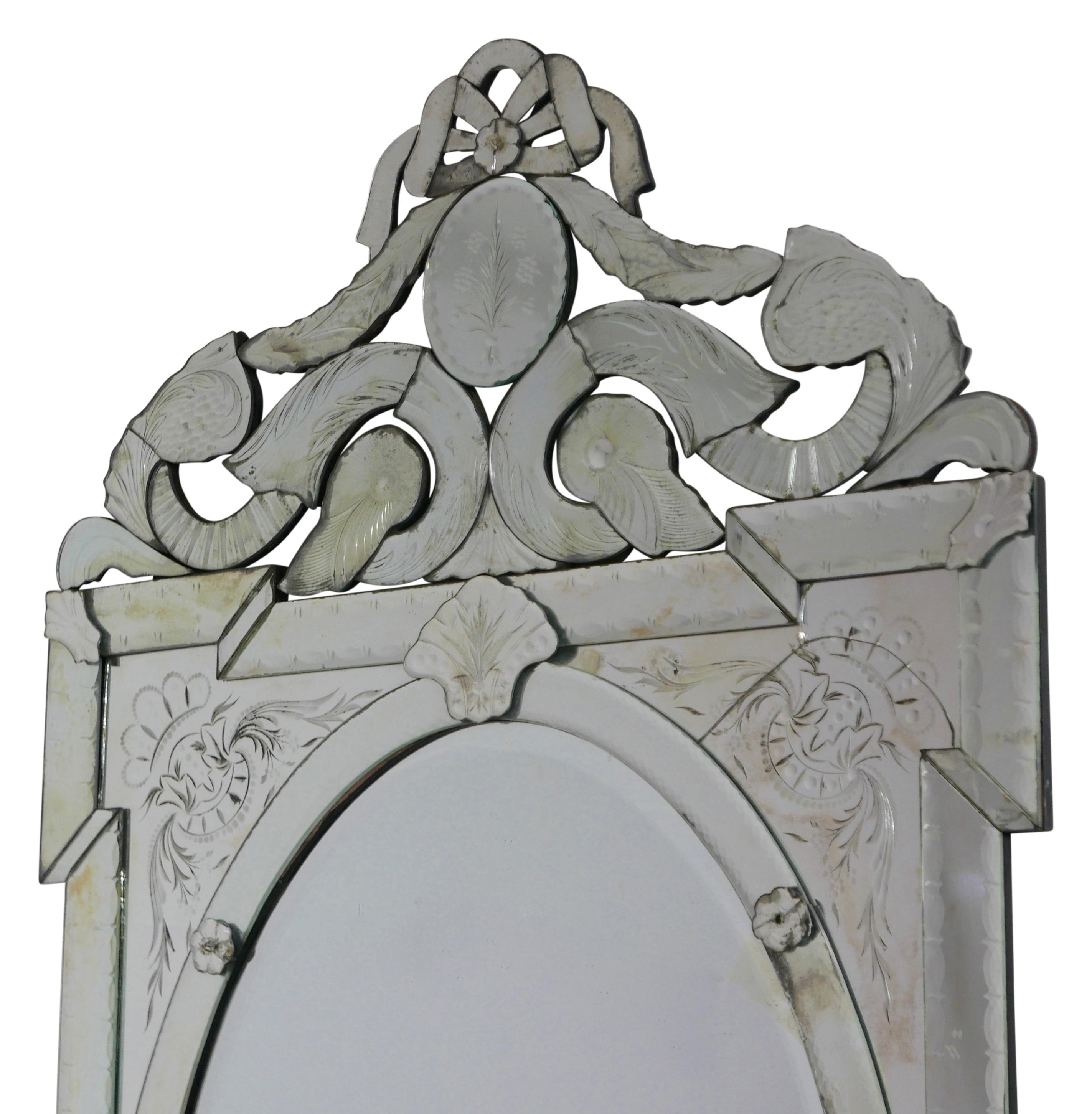 Venetian Pier Mirror with Etched Panels, Italian, 19th Century In Good Condition In San Francisco, CA