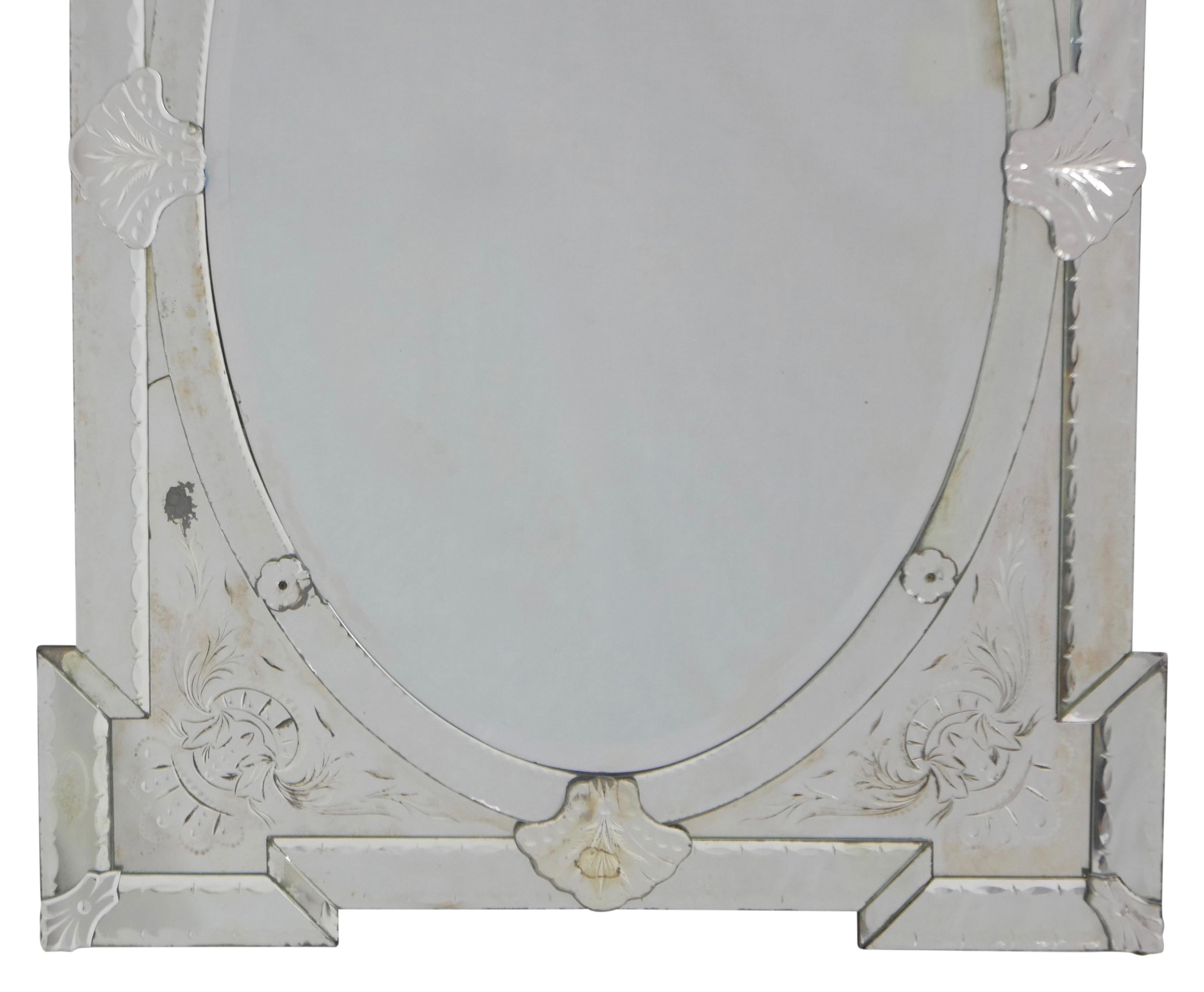 Venetian Pier Mirror with Etched Panels, Italian, 19th Century 1