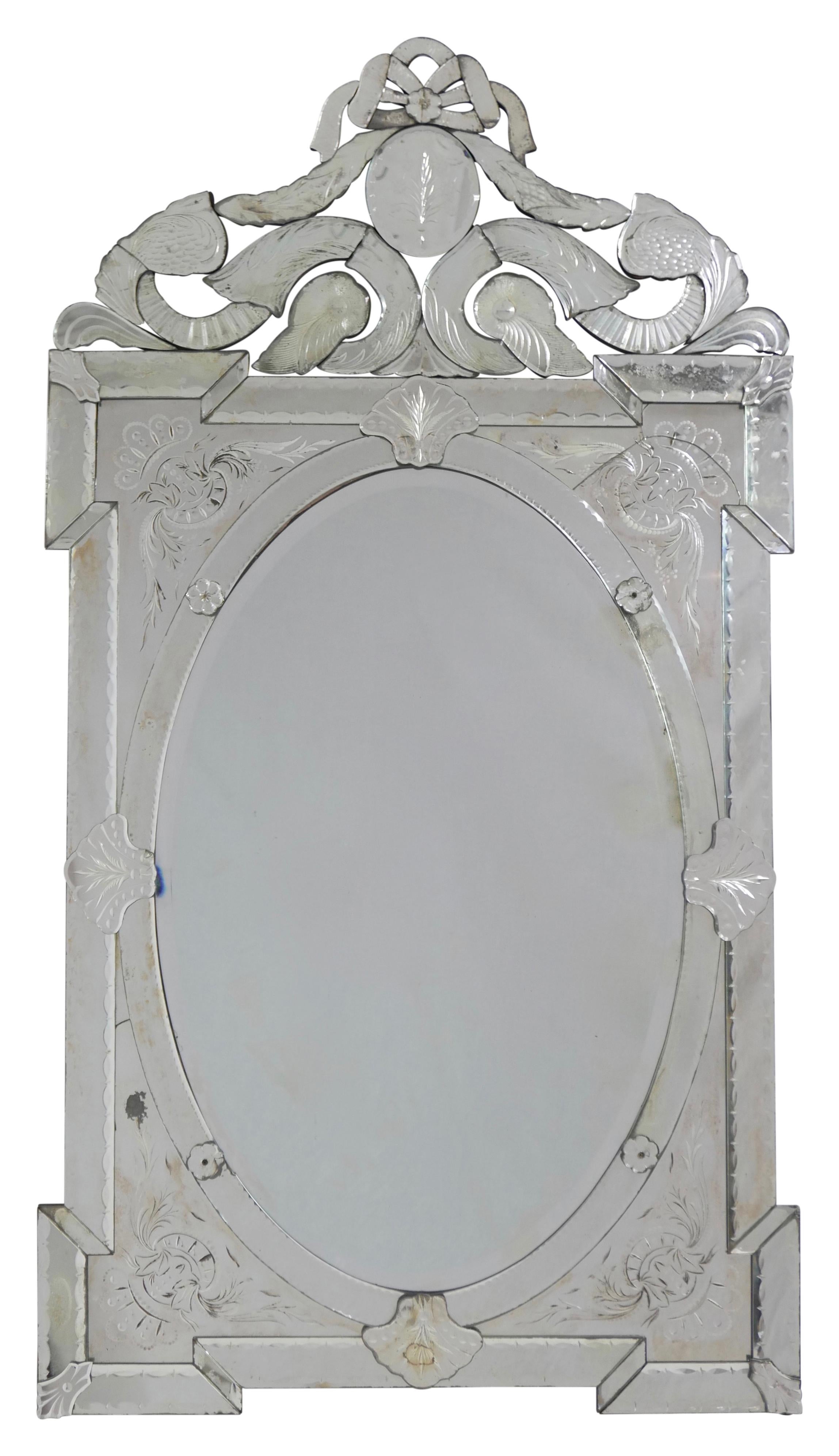 Venetian Pier Mirror with Etched Panels, Italian, 19th Century 2