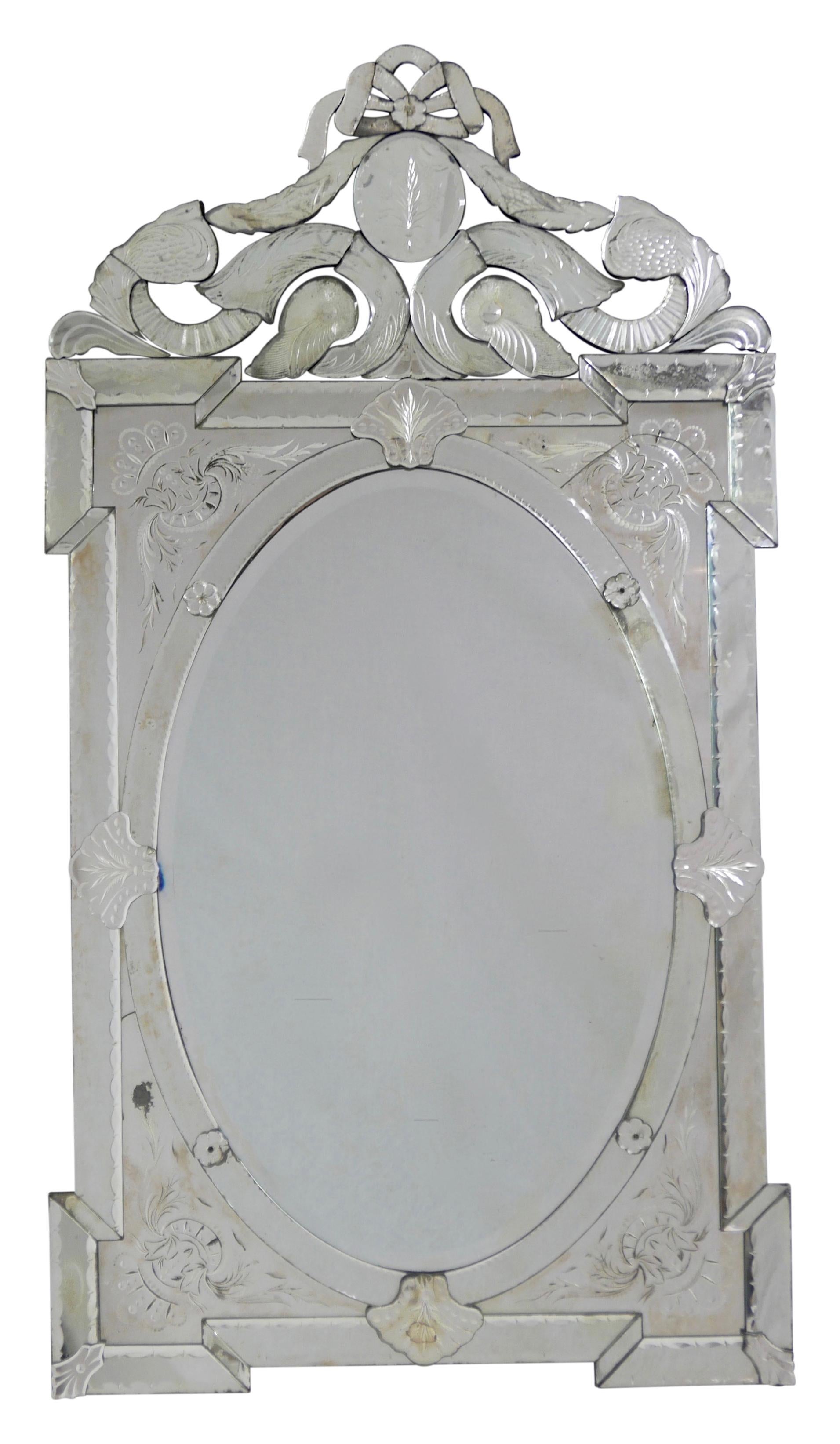 Venetian Pier Mirror with Etched Panels, Italian, 19th Century 5