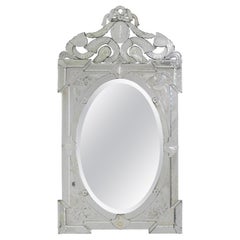 Antique Venetian Pier Mirror with Etched Panels, Italian, 19th Century