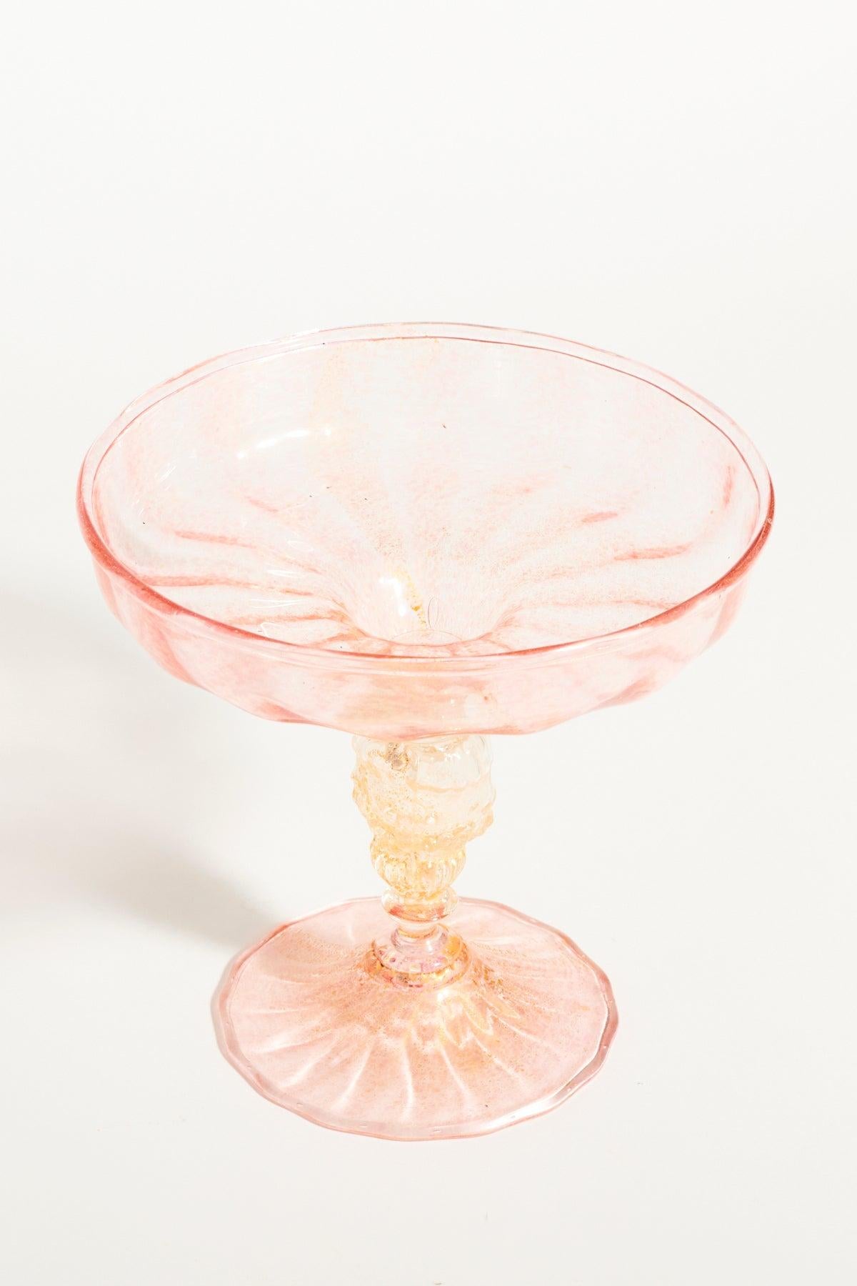 Venetian Pink and Gold Flecked Compote In Excellent Condition In New York, NY
