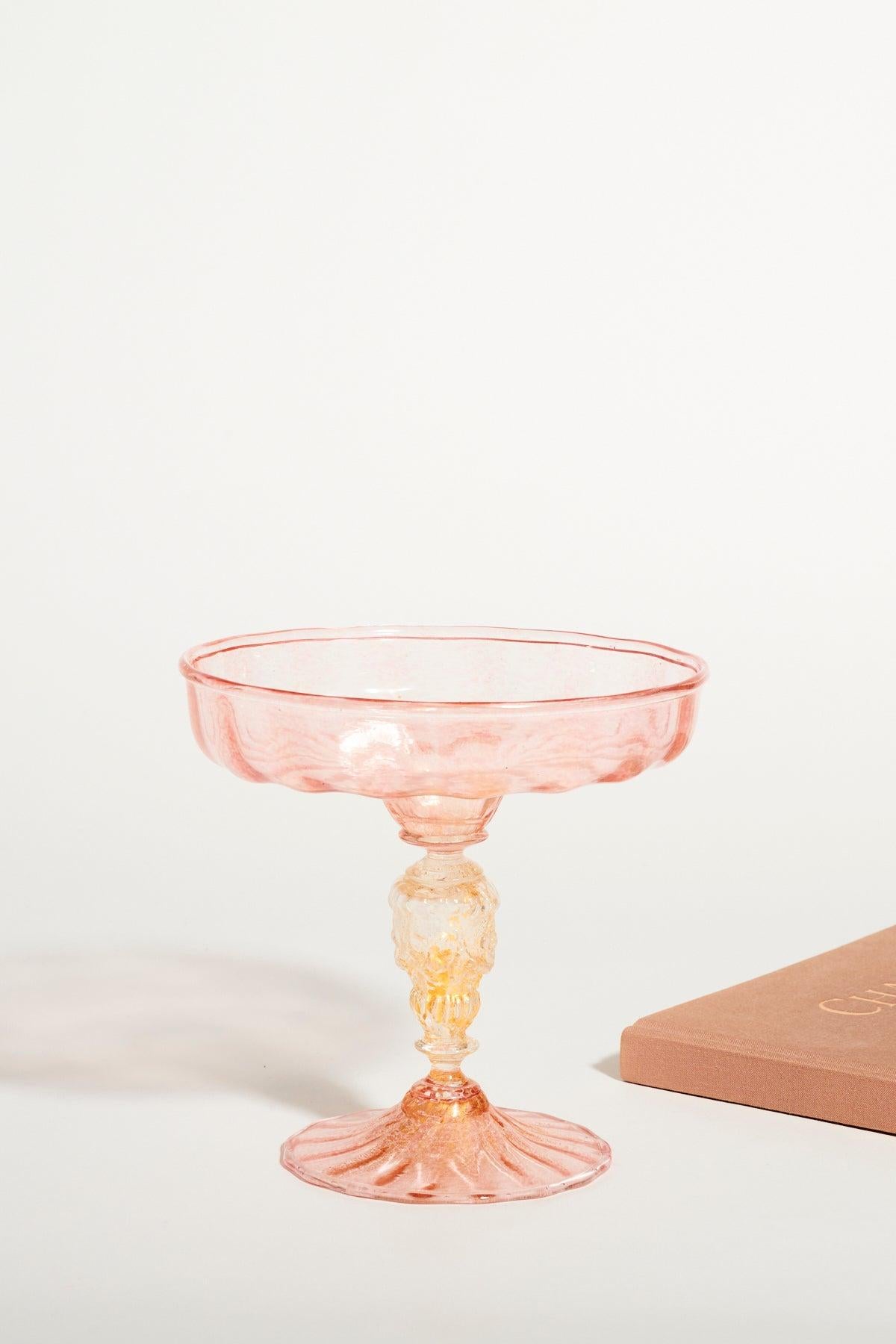 Mid-20th Century Venetian Pink and Gold Flecked Compote