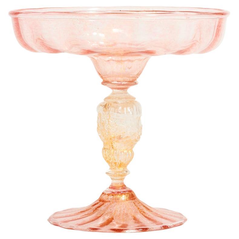 Venetian Pink and Gold Flecked Compote