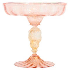 Venetian Pink and Gold Flecked Compote