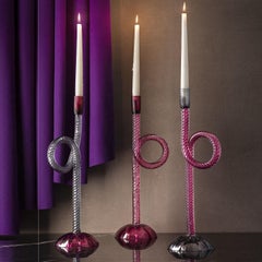 Portacandele in vetro di Murano con nodo rosa veneziano #2