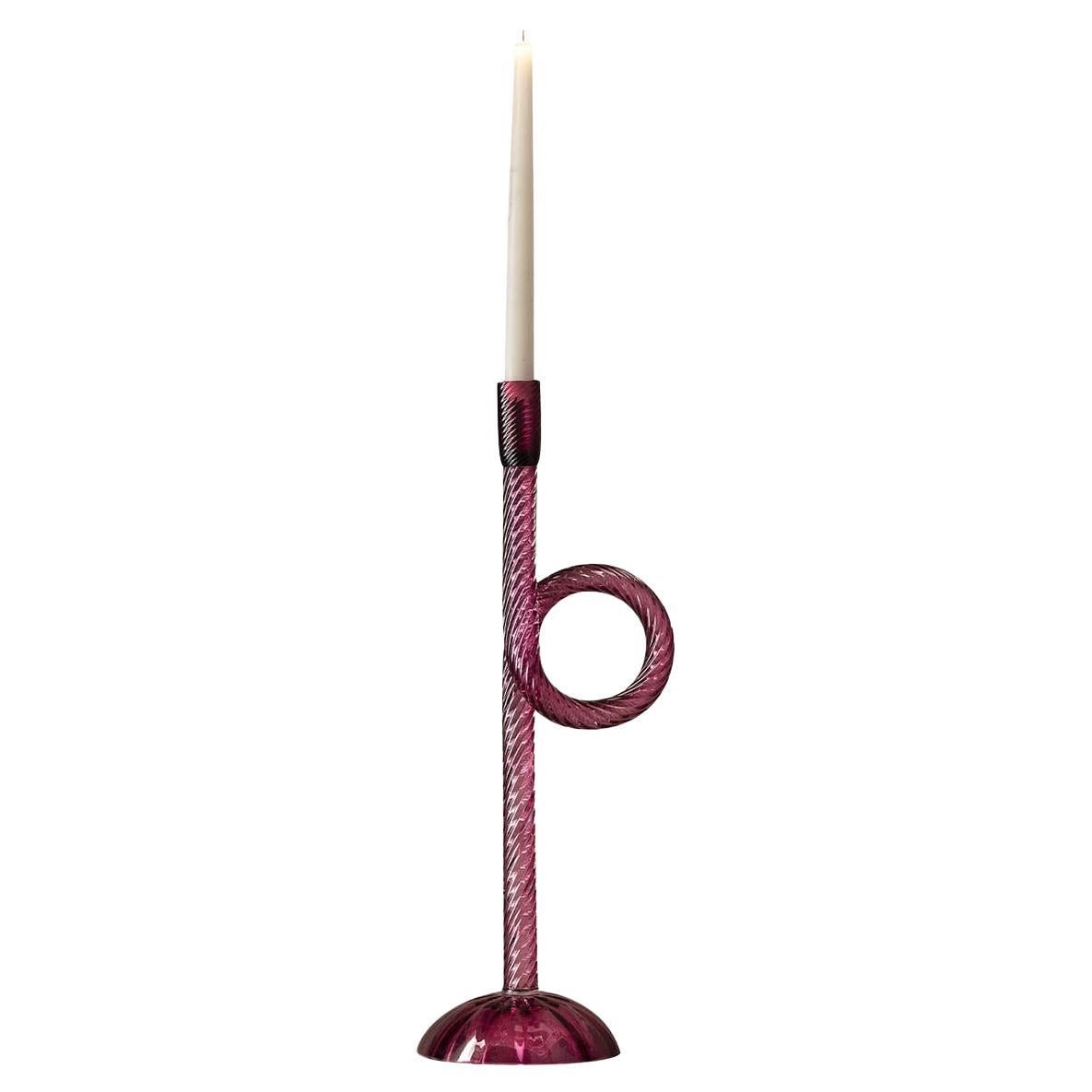 Venetian Pink Knot Murano Glass Candle Holder #2
