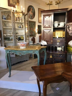 Venetian Polychrome Console Table with Original Marble Top, 18th Century