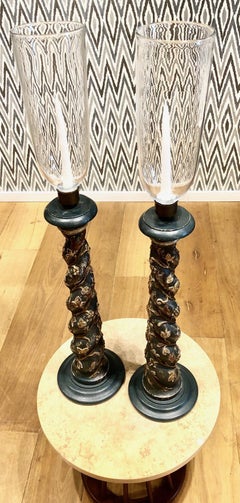 Venetian Polychromed Candleholders, Late 18th Century, Pair