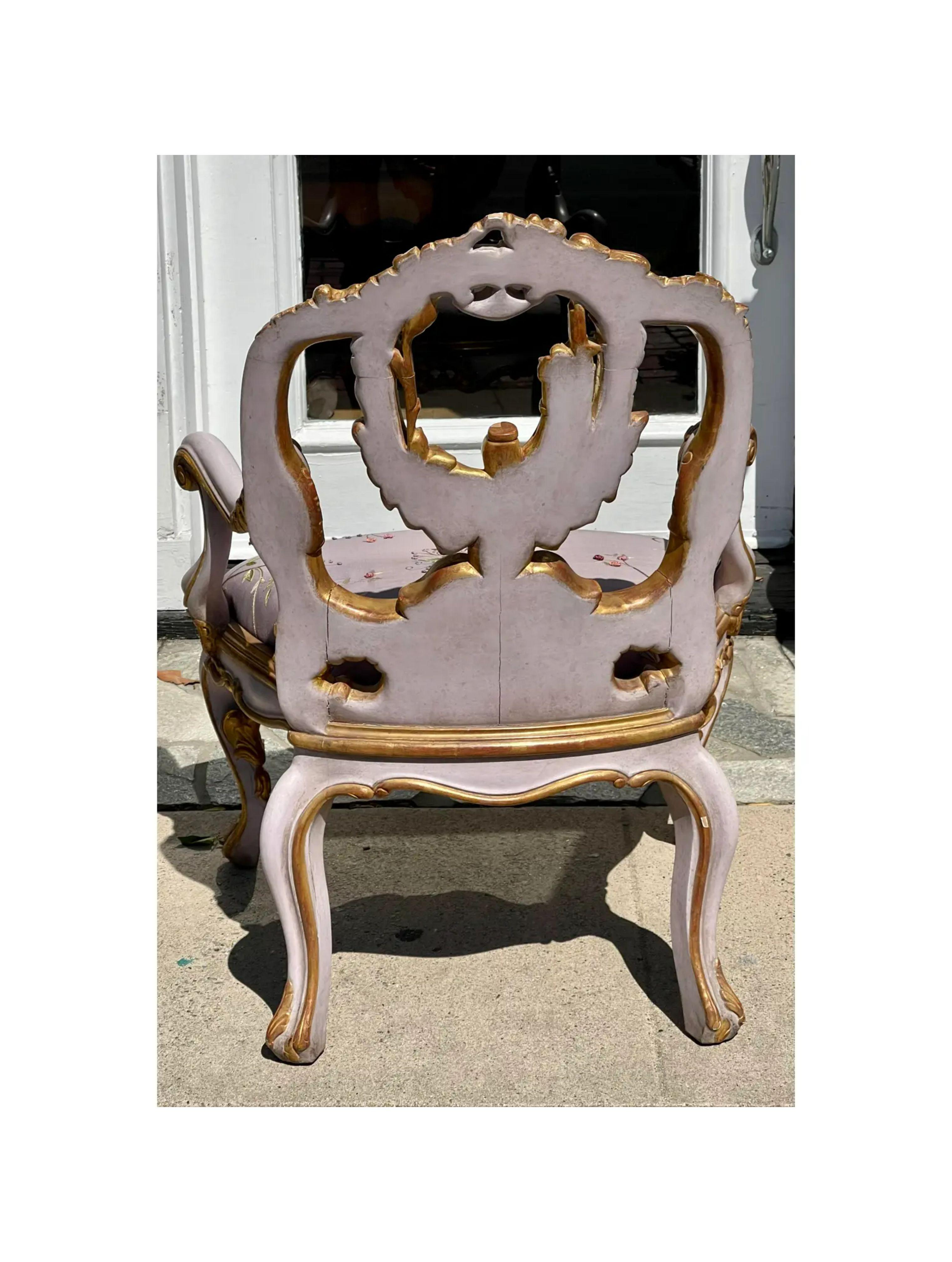 Venetian Purple Palazzo Arm Chair by Charles Pollock for William Switzer In Good Condition For Sale In LOS ANGELES, CA