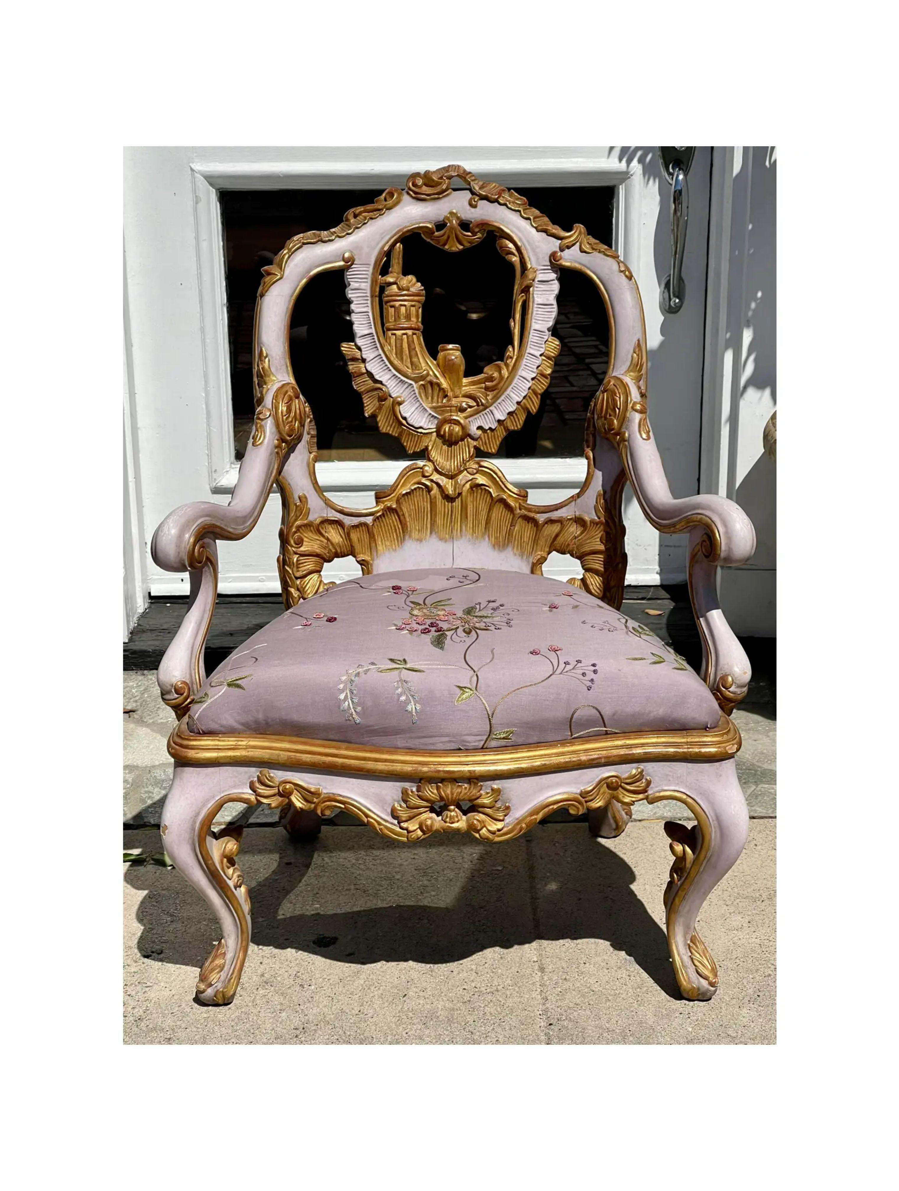 Contemporary Venetian Purple Palazzo Arm Chair by Charles Pollock for William Switzer For Sale