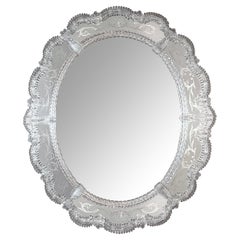 Miroir ovale vénitien à gravure inversée