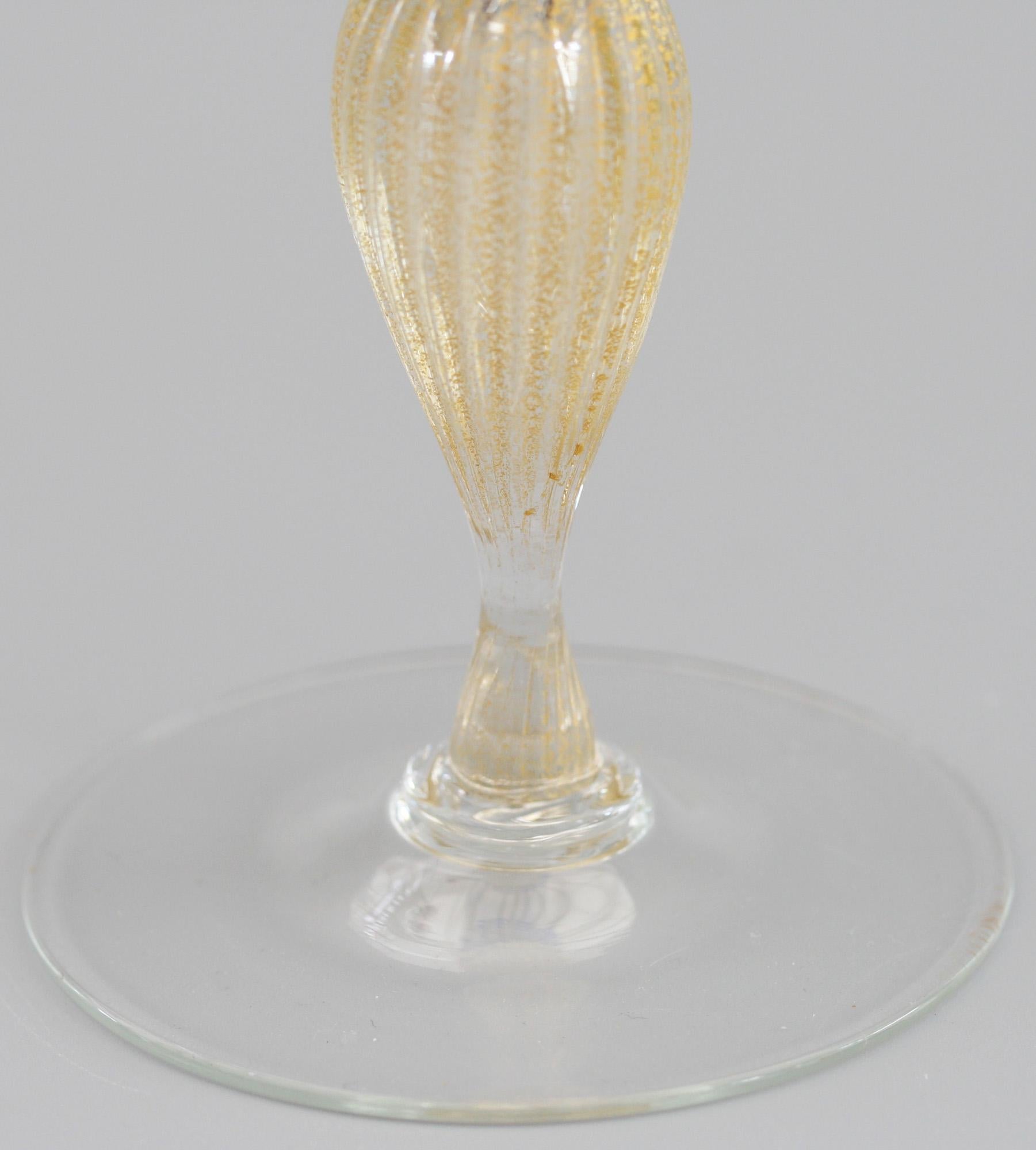 Hand-Crafted Venetian Revival Murano Hand Blown Ribbon Design Wine Glass