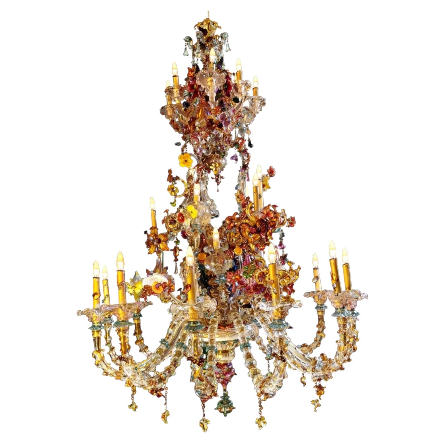 Venetian Rezzonico Chandelier 27 Arms, Murano