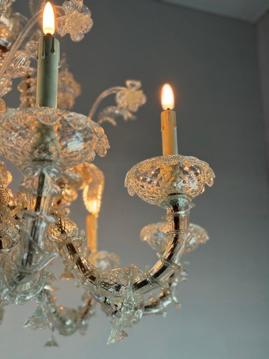 Venetian Rezzonico Chandelier In Colorless Murano Glass Circa 1920 3