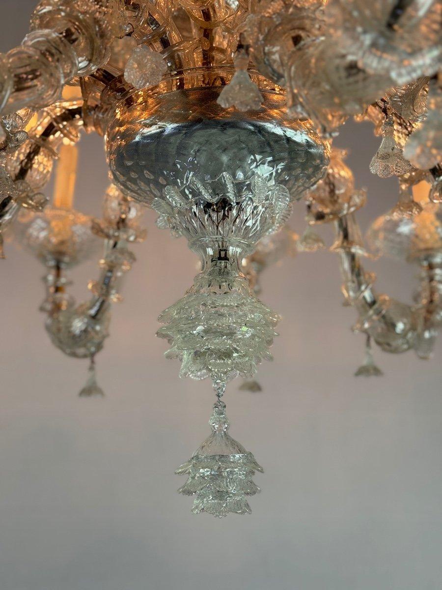 Venetian Rezzonico Chandelier In Colorless Murano Glass Circa 1920 5