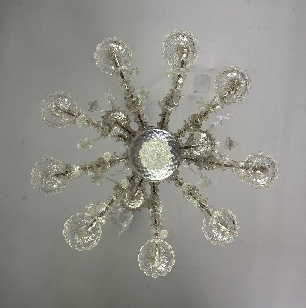 Venetian Rezzonico Chandelier In Colorless Murano Glass Circa 1920 6